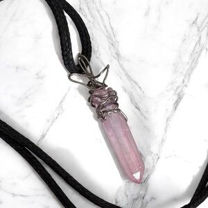 5 For $25💫Wrapped Light Pink Quartz Pendant